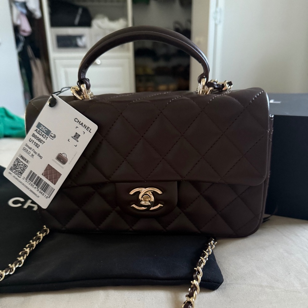 Chanel Mini Top Handle Flap Bag – Quilted Leather | Gold Hardware
